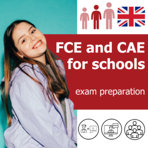 Group English exam course for teenagers online, preparing for the FCE for schools (non-native speakers) or CAE for schools (native speaker)