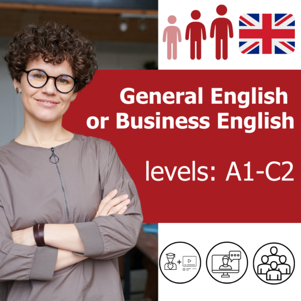 Group online English courses (General or Business English) with a non-native speaker or native speaker (A1-C2) + online self-learning tool for learning correct English pronunciation and accent