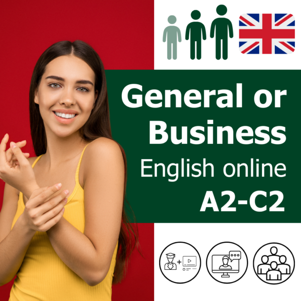 Víkendové skupinové online kurzy angličtiny (obecná nebo obchodní angličtina) s nerodilým mluvčím nebo rodilým mluvčím (A2-C2)